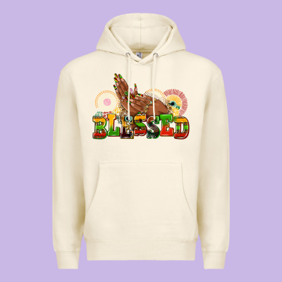Blessed Afro Woman Hands Premium Hoodie Designed By Adodesignshop