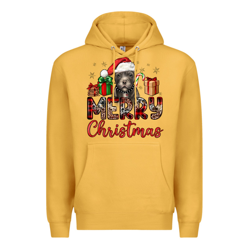 Merry Christmas Pitbull Premium Hoodie by JahusDesignShop | Teevron