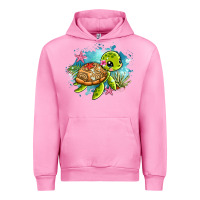 Fuchsia Pink ocean with turtle Urban Hoodie - AdoDesignShop