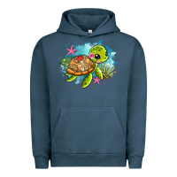 Pigment Midnight Navy ocean with turtle Urban Hoodie - AdoDesignShop