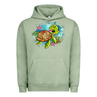 Pigment Oil Green ocean with turtle Urban Hoodie - AdoDesignShop