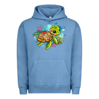 Pigment Pebble Blue ocean with turtle Urban Hoodie - AdoDesignShop