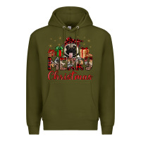 Army Green merry christmas pug Premium Hoodie - JahusDesignShop