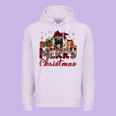 Merry Christmas Pug Premium Hoodie Designed By Jahusdesignshop