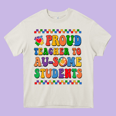 Proud Teacher To Au-some Student Heavy Core Tee Designed By Cowhidedigitalart