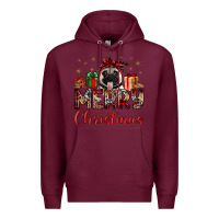 Burgundy merry christmas pug Premium Hoodie - JahusDesignShop