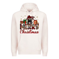 Pale Pink merry christmas pug Premium Hoodie - JahusDesignShop