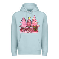 Blue Mist pink christmas trees with gift box bbs Premium Hoodie - BundleAndBundleShop