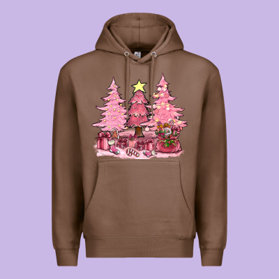 Pink Christmas Trees With Gift Box Bbs Premium Hoodie Designed By Bundleandbundleshop