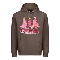 Coffee pink christmas trees with gift box bbs Premium Hoodie - BundleAndBundleShop