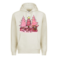 Oatmeal Heather pink christmas trees with gift box bbs Premium Hoodie - BundleAndBundleShop