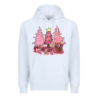 White pink christmas trees with gift box bbs Premium Hoodie - BundleAndBundleShop