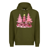 Army Green pink christmas trees with gift box bbs Premium Hoodie - BundleAndBundleShop