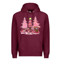 Burgundy pink christmas trees with gift box bbs Premium Hoodie - BundleAndBundleShop