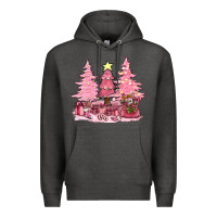 Charcoal Heather pink christmas trees with gift box bbs Premium Hoodie - BundleAndBundleShop