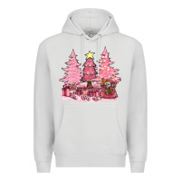 Dove Grey pink christmas trees with gift box bbs Premium Hoodie - BundleAndBundleShop