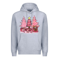 Heather Grey pink christmas trees with gift box bbs Premium Hoodie - BundleAndBundleShop