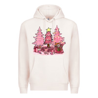 Pale Pink pink christmas trees with gift box bbs Premium Hoodie - BundleAndBundleShop