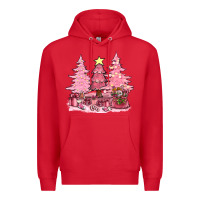 Red pink christmas trees with gift box bbs Premium Hoodie - BundleAndBundleShop