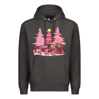 Smoke pink christmas trees with gift box bbs Premium Hoodie - BundleAndBundleShop