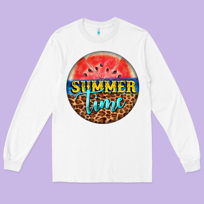 Summer Time Watermelon Long Sleeve Tee Designed By Barkaloodesign