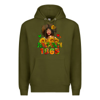 Army Green afro woman juneteenth 1865 Premium Hoodie - AdoDesignShop