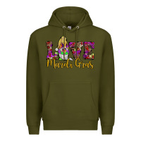 Army Green love mardi gras gnome Premium Hoodie - JahusDesignShop