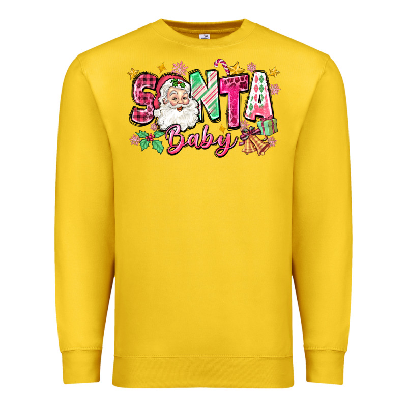 Pink Santa Baby Christmas Premium Sweatshirt by Zillion Design Studio | Teevron