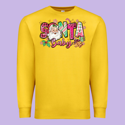 Pink Santa Baby Christmas Premium Sweatshirt Designed By Zillion Design Studio