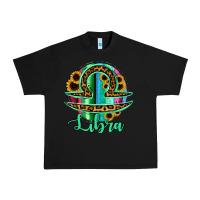 Black Libra Zodiac Sign Sunflower Leopard Serape Urban Heavy Tee - RanaPortraitStore
