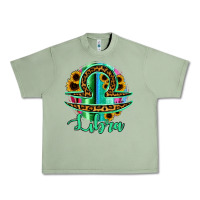 Oil Green Libra Zodiac Sign Sunflower Leopard Serape Urban Heavy Tee - RanaPortraitStore