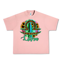 Salmon Libra Zodiac Sign Sunflower Leopard Serape Urban Heavy Tee - RanaPortraitStore