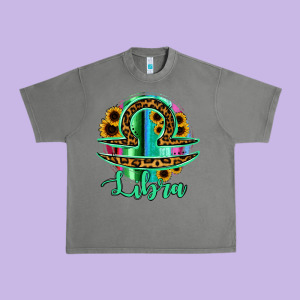 Libra Zodiac Sign Sunflower Leopard Serape Urban Heavy Tee Designed By Ranaportraitstore