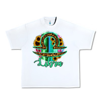White Libra Zodiac Sign Sunflower Leopard Serape Urban Heavy Tee - RanaPortraitStore