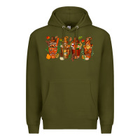Army Green thanksgiving coffee cups with gnomes bbs Premium Hoodie - BundleAndBundleShop