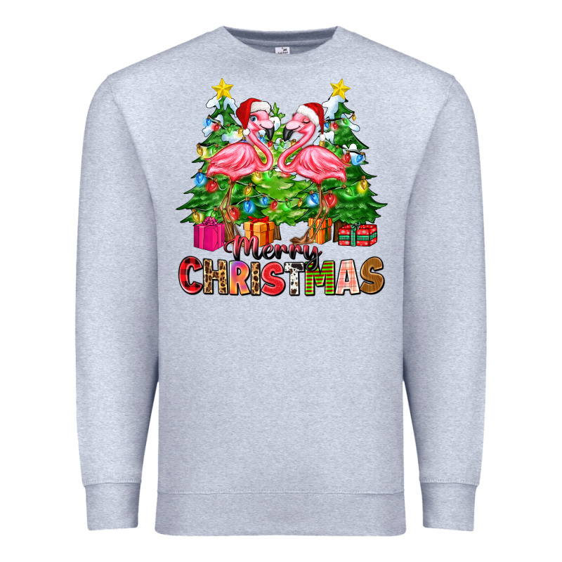 Merry Christmas Flamingo Premium Sweatshirt by Zillion Design Studio | Teevron