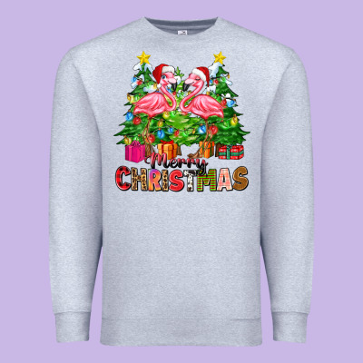 Merry Christmas Flamingo Premium Sweatshirt Designed By Zillion Design Studio