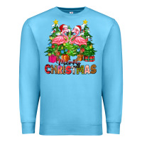 Ocean Blue merry christmas flamingo Premium Sweatshirt - Zillion Design Studio