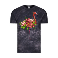 Cloud Black flamingo with tropical flowers Vintage Tee - Artiststas