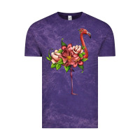 Cloud Purple flamingo with tropical flowers Vintage Tee - Artiststas