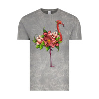 Cloud Rock flamingo with tropical flowers Vintage Tee - Artiststas