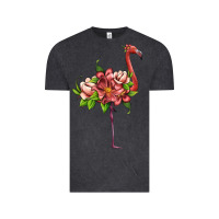 Vintage Black flamingo with tropical flowers Vintage Tee - Artiststas