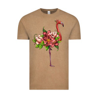 Vintage Coffee flamingo with tropical flowers Vintage Tee - Artiststas