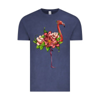 Flamingo With Tropical Flowers Vintage Tee | Teevron