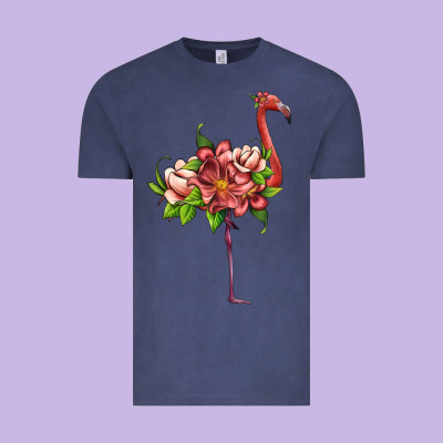 Flamingo With Tropical Flowers Vintage Tee Designed By Artiststas