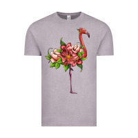 Vintage Zinc flamingo with tropical flowers Vintage Tee - Artiststas