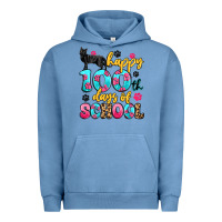 Pigment Pebble Blue happy 100th days of school cat Urban Hoodie - Artiststas