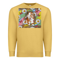 Antique Gold Watercolor Easter Bunny With Daisy Premium Sweatshirt - RanaPortraitStore