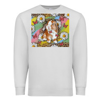 Dove Grey Watercolor Easter Bunny With Daisy Premium Sweatshirt - RanaPortraitStore