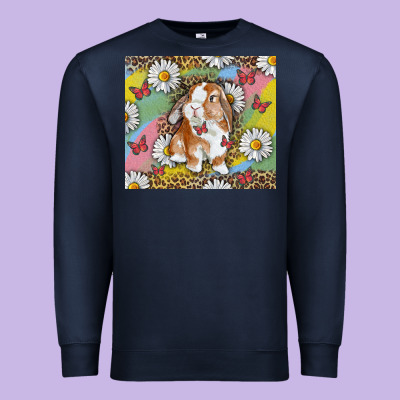Premium Sweatshirt Watercolor Easter Bunny With Daisy